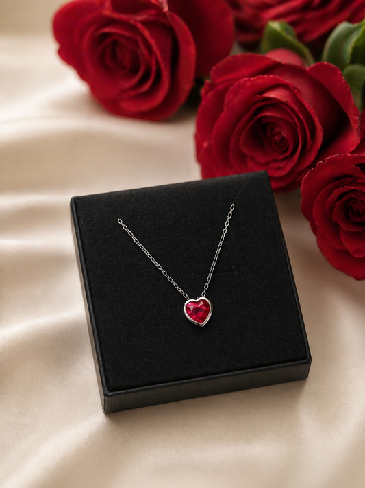 Сребърно колие с рубин | BS SILVER JEWELLERY