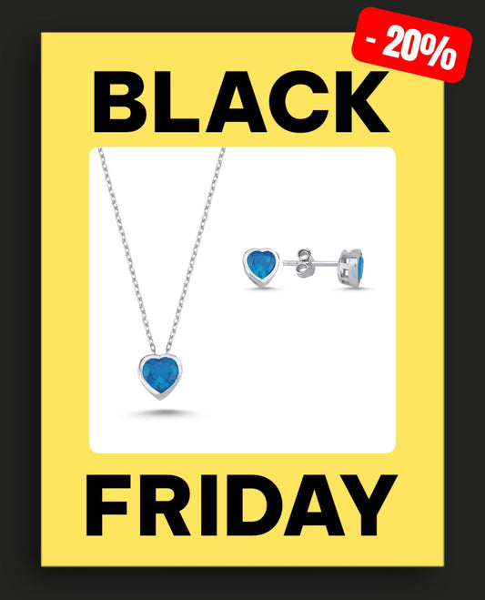 Сребърен комплект „Любов“ аквамарин