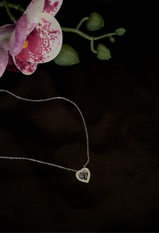 Сребърно колие „Сърце“ с мистичен топаз - BS SILVER JEWELLERY