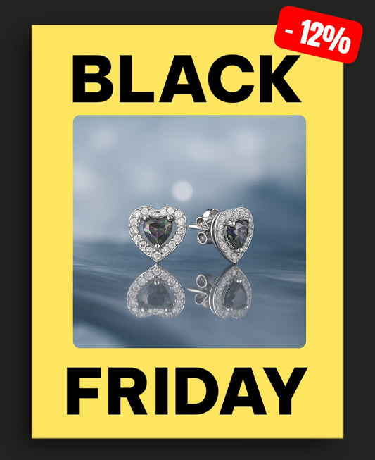 Сребърни обеци „Сърце“ с мистичен топаз