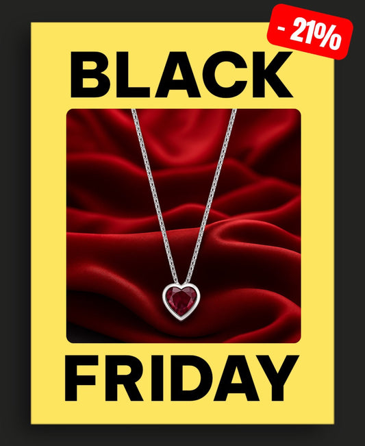 Сребърно колие „Любов“ с рубин