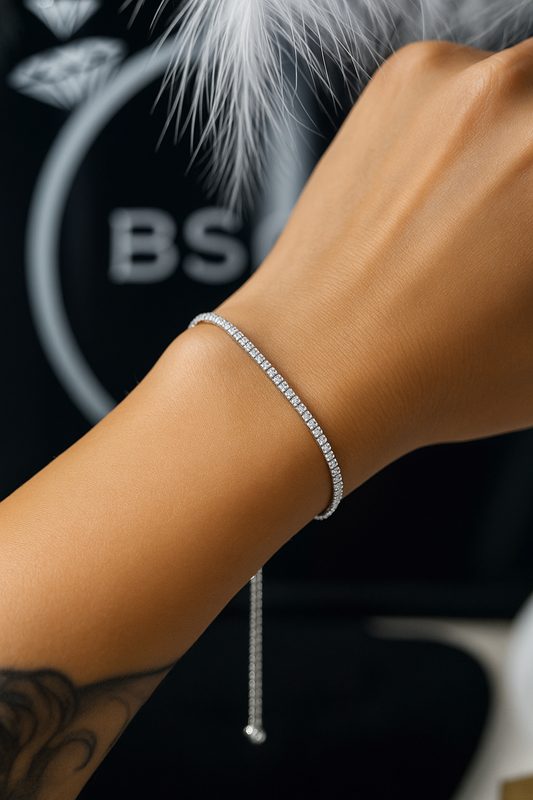 Сребърна гривна „Лукс“ с цирконий