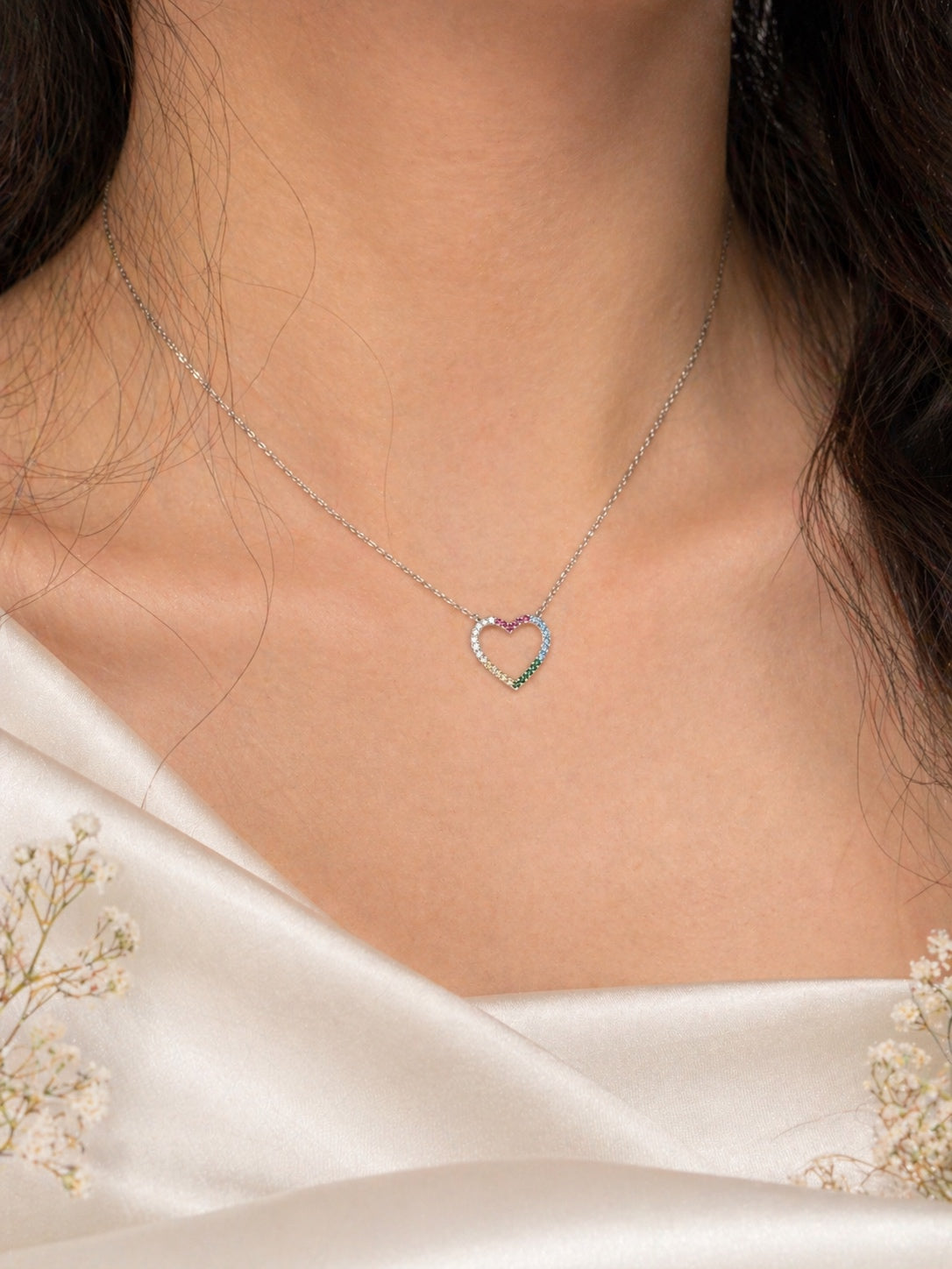 Сребърно колие с цветни камъни | BS SILVER JEWELLERY 