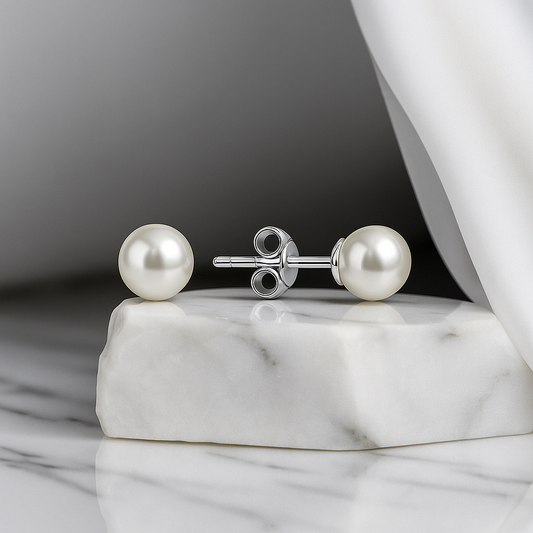 сребърни обеци перла