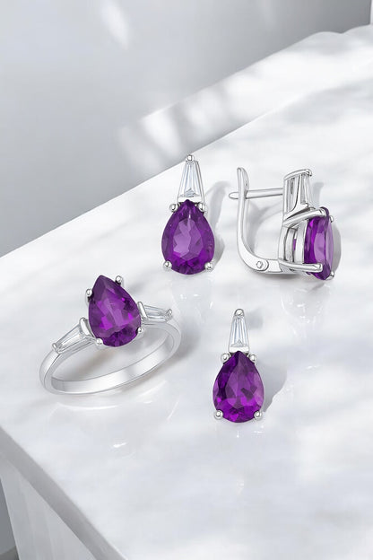 Сребърен комплект „Аметист“ - BS SILVER JEWELLERY