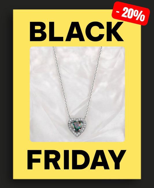 Сребърно колие „Сърце“ с мистичен топаз