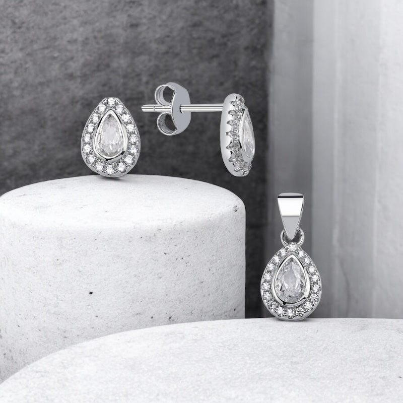 Сребърен комплект „Капка“ - BS SILVER JEWELLERY