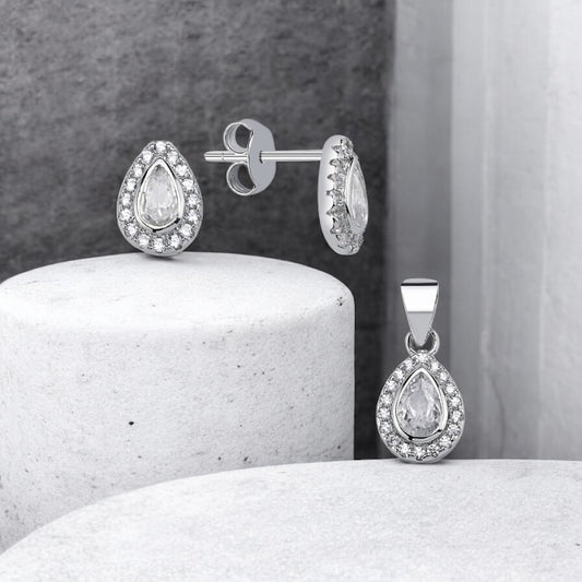 Сребърен комплект „Капка“ - BS SILVER JEWELLERY