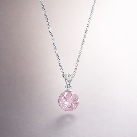 Сребърно колие „Розов кварц“