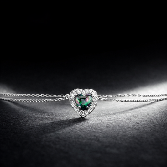 Сребърна гривна „Сърце“ с мистичен топаз - BS SILVER JEWELLERY