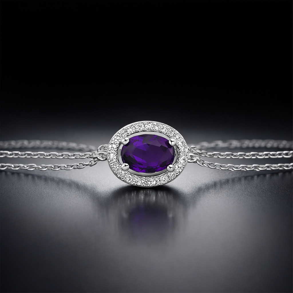 Сребърна гривна с аметист | BS SILVER JEWELLERY