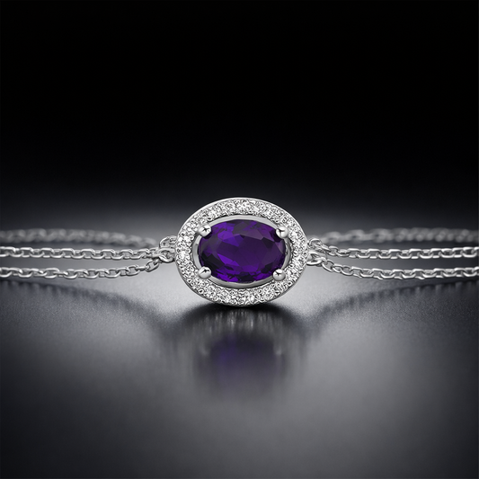 Сребърна гривна „Аурора“ с аквамарин/аметист - BS SILVER JEWELLERY