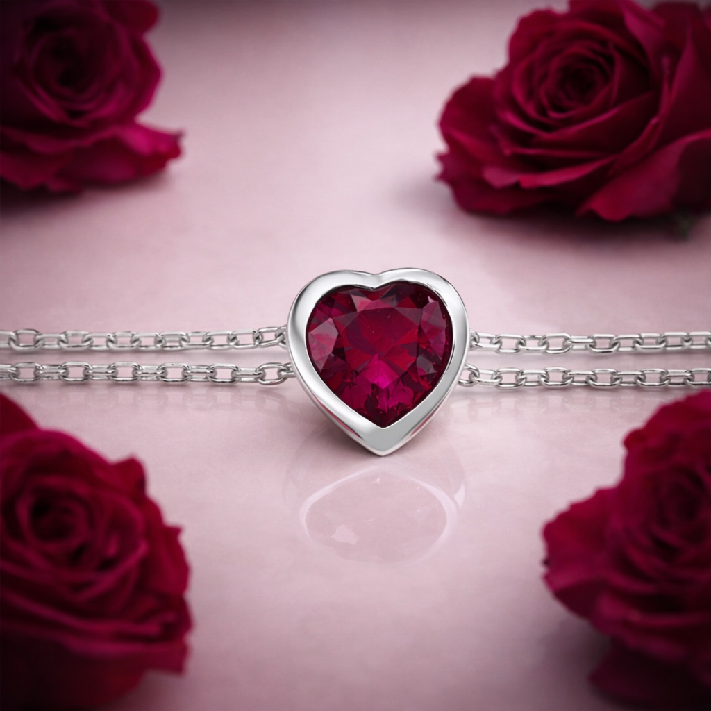 Сребърна гривна „Любов“ с рубин | BS SILVER JEWELLERY