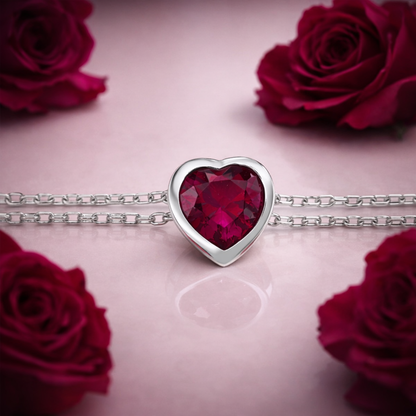 Сребърна гривна „Любов“ с рубин | BS SILVER JEWELLERY