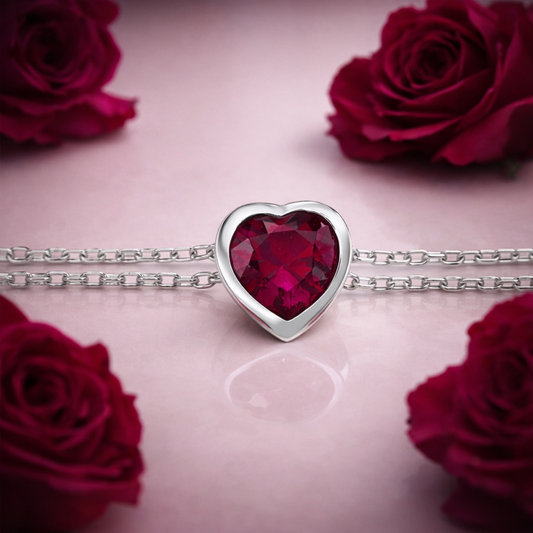 Сребърна гривна „Любов“ с аквамарин/рубин - BS SILVER JEWELLERY