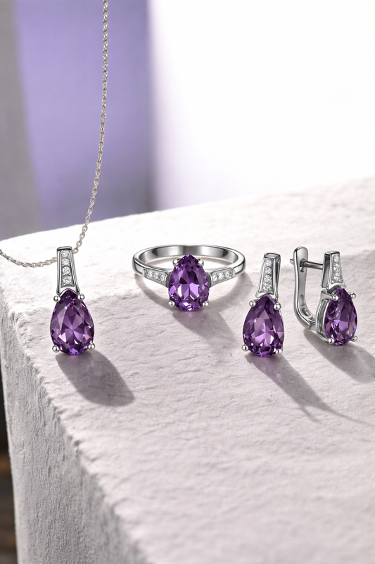 Сребърен комплект „Аметист“ | BS SILVER JEWELLERY