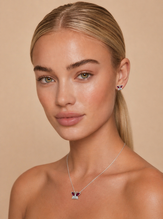 Сребърен комплект с пеперуда | BS SILVER JEWELLERY