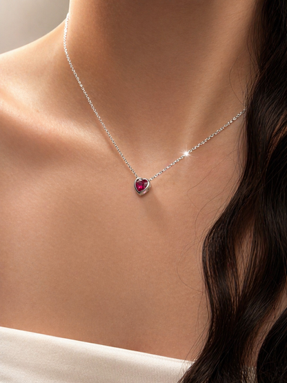 Сребърно колие с рубин | BS SILVER JEWELLERY